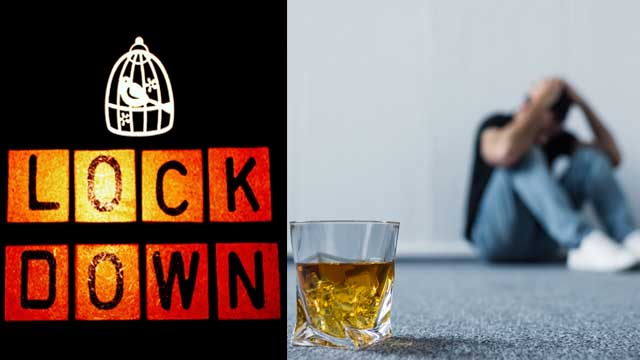Mann trinkt Alkohol im Lockdown